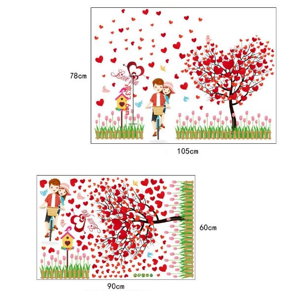 Decal cây trái tim tình yêu 2